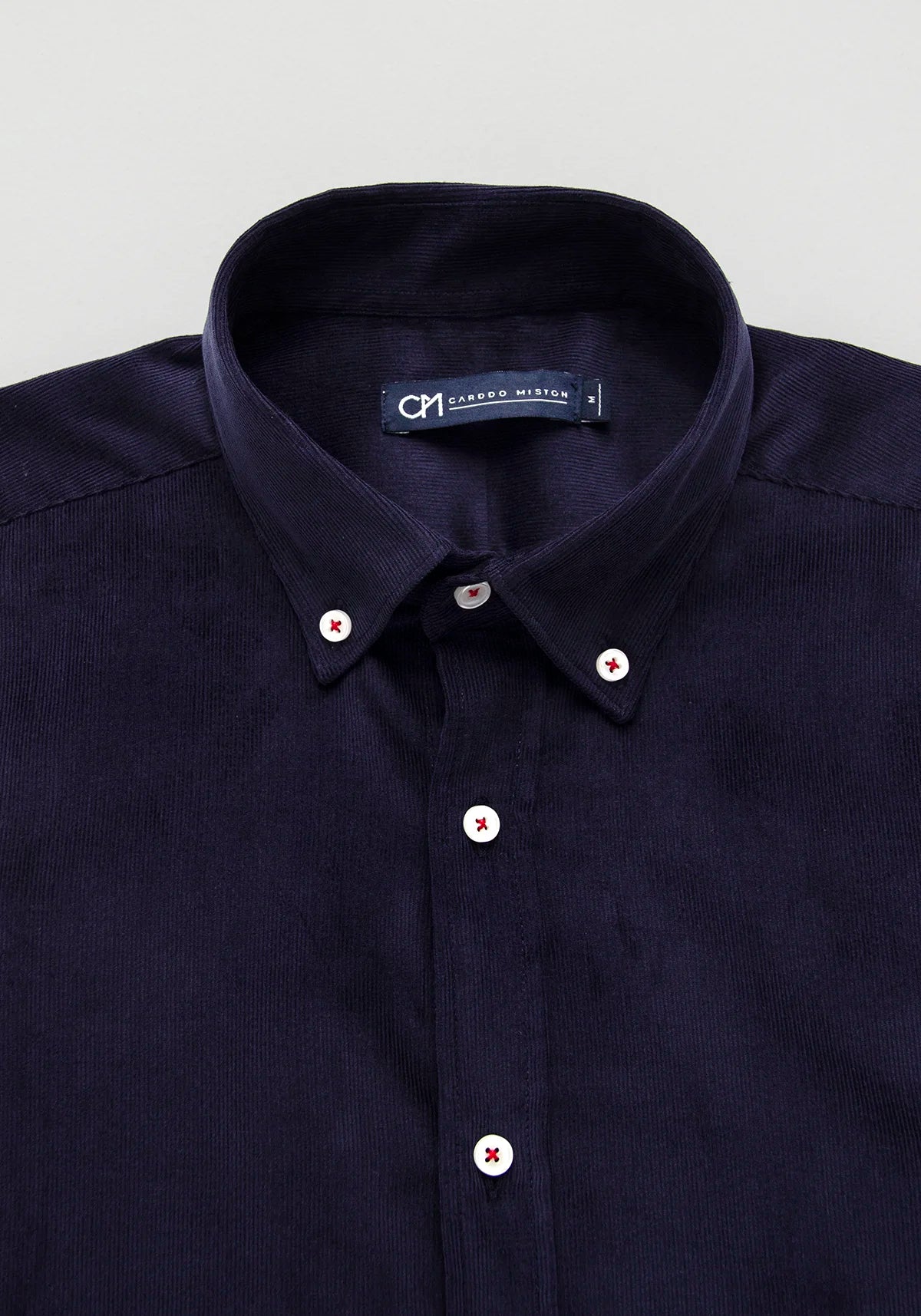 Camisa Micropana Botón Contraste Algodón Azul Oscuro